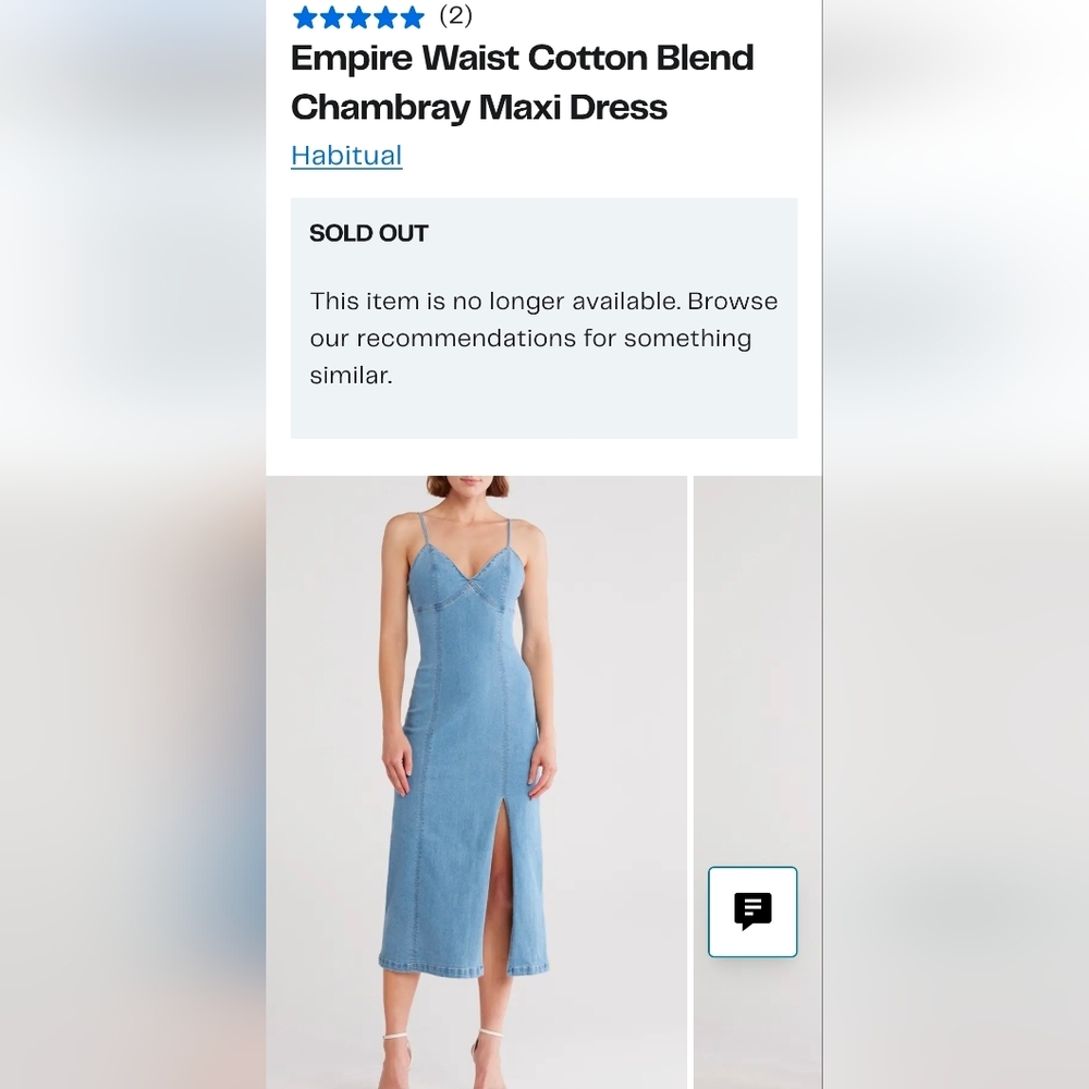 Habitual Chambray Maxi Dress in Light Blue Denim Size M